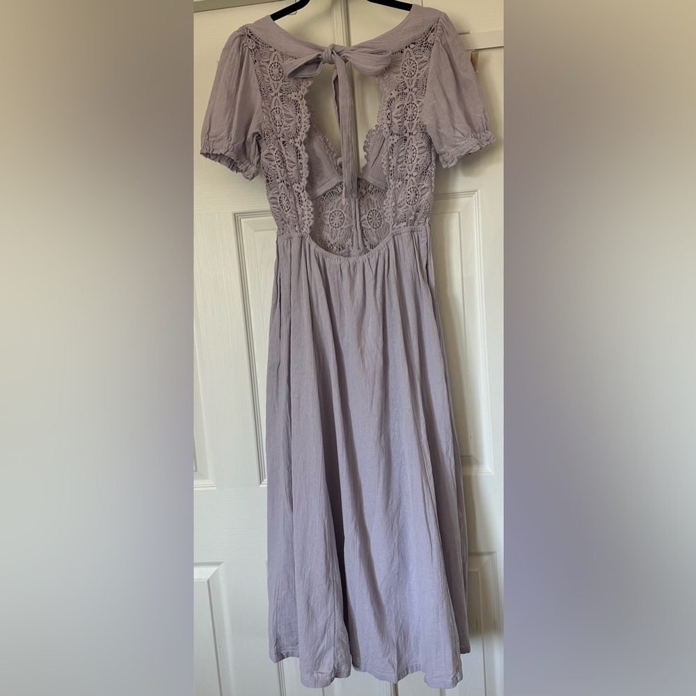 Free People Lavender Lace-Trim Midi Dress - Picture 4 of 9